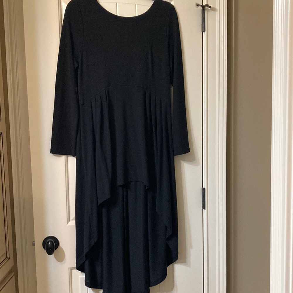 Reborn Black Asymmetrical High-Low Long Sleeve Dress NWOT